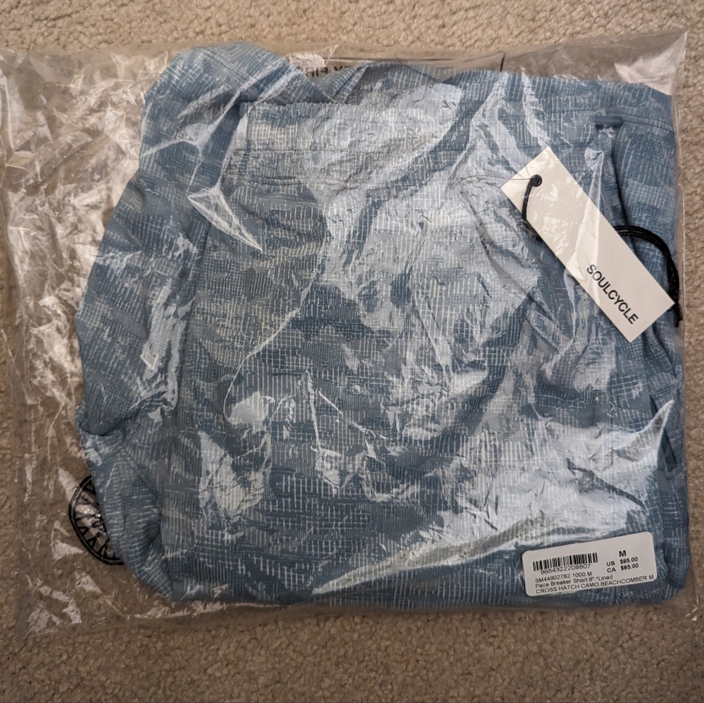 Lululemon SoulCycle Mens Pace Breaker Short Cross Hatch Camp Beachcomber - Picture 3 of 5